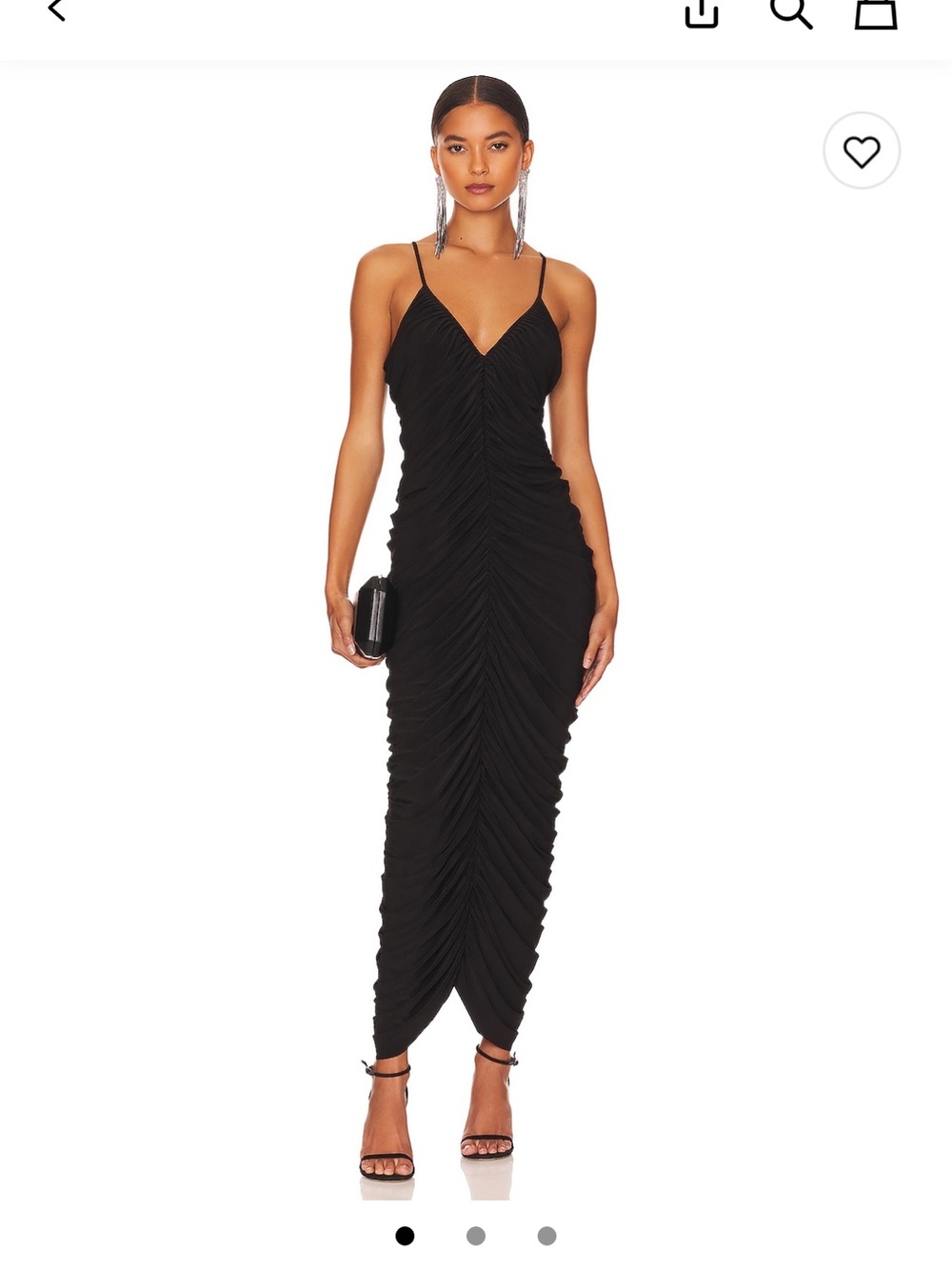 Norma Kamali Black Ruched Slip Maxi Dress